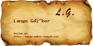Lange Gábor névjegykártya